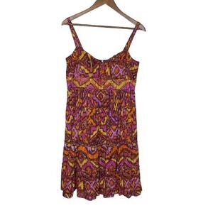 Boston Proper Womens Babydoll Tiered Sundress Size 10 Bohemian Summer Colorful
